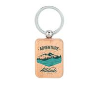 Lauthings Adventure is an Attitude Mountain Camping Porte-clés en bois avec plaque d'identité