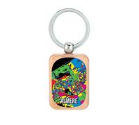 Lauthings Almere Porte-clés en bois avec carte de la ville des Pays-Bas Style Pop Art