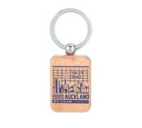 Lauthings Auckland Travel New Zealand Porte-clés en bois avec plaque d'identité pour chien