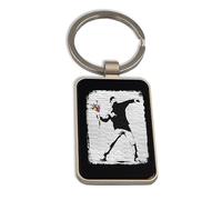 Lauthings Banksy Porte-clés en acier avec motif lanceur de fleurs Noir