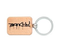 Lauthings Banksy Signature Grafitti Spray Street Art Porte-clés en bois Dog Tag Accessoire Porte-clés