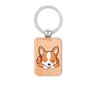 Lauthings Basenji Chien endormi Cartoon Porte-clés en bois Dog Tag, accessoire porte-clés