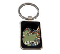 Lauthings Cape Town Africa City Map Souvenir Touristique Porte-clés Acier Verre Noir Tag