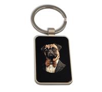 Lauthings Carlin Gentleman Noble Pet Art Portrait, porte-clés en acier, porte-clés en verre noir, étiquette