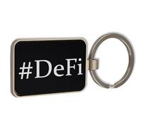 Lauthings DeFi Decentralized Finance, Porte-clés en verre noir, porte-clés personnalisé