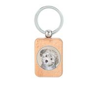 Lauthings Dog Art Race Painting Porte-clés en bois chiot havanais