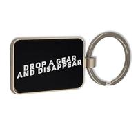Lauthings Drop A Gear And Disappear Porte-clés en verre noir avec inscription « Drop A Gear And Disappear »