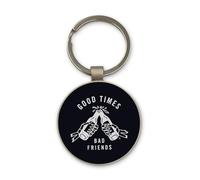Lauthings Good Times Bad Friends Porte-clés en acier Motif cercle en verre Noir