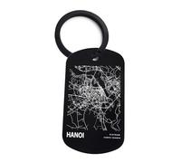 Lauthings Hanoi Porte-clés carte de la ville du Vietnam en acier, Noir , taille unique