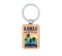 Lauthings Hawaii Surfing Paradise Porte-clés en bois Dog Tag Accessoire Keychain