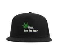 Lauthings High How are You Weed Pot Cannabis Kanja Marihuana Casquette Snapback Brodée Fullcap Homme Chapeau Noir, Noir , Taille unique