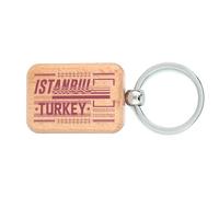 Lauthings Istanbul City Travel Porte-clés en bois avec plaque d'identité pour chien