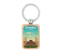 Lauthings Istanbul Turquie Hagia Sophia Porte-clés en bois avec plaque d'identité pour chien
