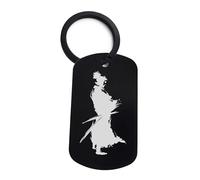 Lauthings Katana Porte-clés en acier avec motif dessin de samouraï, Noir , taille unique