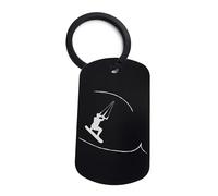 Lauthings Kiteboarding Long Beach California Kitesurf Porte-clés en acier Pin Steel Dog Tag Key Holder, Noir , taille unique