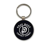 Lauthings Krav Maga Contact Combat Martial Art Keychain, Black Glass Circle Design, Custom, Steel Keyring