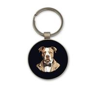 Lauthings Lilas Pitbull Gentleman Noble Pet Art Portrait, porte-clés, verre rond, porte-clés personnalisé