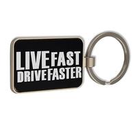 Lauthings Live Fast Drive Faster, porte-clés en verre noir, porte-clés personnalisé
