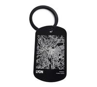 Lauthings Lyon France Blueprint City Map Porte-clés Pin Steel Tag Key Holder, Noir , taille unique