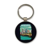 Lauthings Melbourne Australie Destination de voyage, porte-clés, design rond en verre, porte-clés personnalisé
