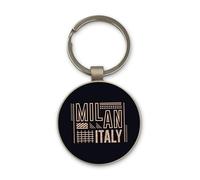 Lauthings Milan Fashion Italy, Keychain, Glass Round Design, Custom Keyring