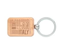 Lauthings Milan Fashion Italy Porte-clés en bois avec plaque d'identité