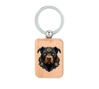 Lauthings Pitbull Dog Art Portrait Porte-clés en bois Plaque de chien Accessoire Porte-clés