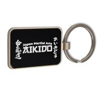 Lauthings Porte-clés Aikido Japon Kanji Arts Martiaux Noir Verre Personnalisé