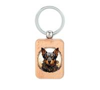 Lauthings Porte-clés australien en bois Steampunk Art Dog Tag, accessoire porte-clés