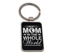 Lauthings Porte-clés « Best Mom in the Whole World Mother_s Day » en verre noir, porte-clés personnalisé