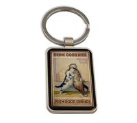 Lauthings Porte-clés en acier avec inscription « Drink Good Beer With Friends » en forme de chats mignons