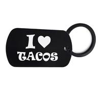 Lauthings Porte-clés en acier avec inscription « I Love Tacos Food Mexicain », Noir , taille unique