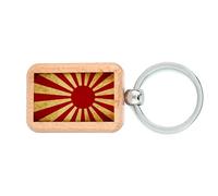 Lauthings Porte-clés en bois avec illustration du drapeau du Japon - Médaille pour chien - Accessoire porte-clés