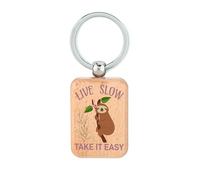 Lauthings Porte-clés en bois avec inscription « Cute Sloth Live Slow Take It Easy »