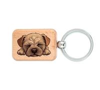 Lauthings Porte-clés en bois avec motif Border Terrier - Jolie race de chien - Accessoire porte-clés