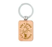 Lauthings Porte-clés en bois de cannabis bio avec inscription « Don't Panic It's »