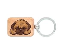 Lauthings Porte-clés en bois représentant un griffon de Bruxelles - Motif mignon - En bois