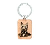 Lauthings Porte-clés en bois représentant un terrier écossais, un aristocrate d'animal de compagnie, une plaque d'identité pour chien, accessoire porte-clés
