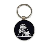 Lauthings Porte-clés en forme de cygne noir et blanc, design cercle en verre noir, personnalisé, porte-clés en acier