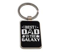 Lauthings Porte-clés en verre noir avec inscription « Best Dad in the Galaxy »