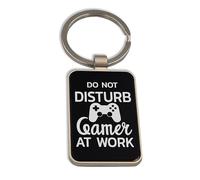 Lauthings Porte-clés en verre noir avec inscription « Do Not Disturb Gamer At Work »