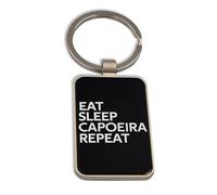 Lauthings Porte-clés en verre noir avec inscription « Eat Sleep Capoeira Repeat Dance Fight »