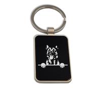 Lauthings Porte-clés en verre noir avec motif chien malinois belge mignon