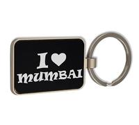 Lauthings Porte-clés « I Love Mumbai City Travel India » en verre noir, porte-clés personnalisé