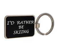 Lauthings Porte-clés « I'd Rather Be Skiing Winter Sport » en verre noir