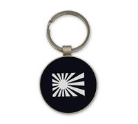 Lauthings Porte-clés JDM avec drapeau du Japon Rising Sun Empire JDM - Design cercle en verre noir - Personnalisé - Porte-clés en acier