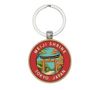 Lauthings Porte-clés Meiji Shrine Torii Gates Tokyo Japon en bois, porte-clés, étiquette de sac personnalisée