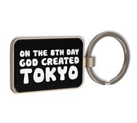 Lauthings Porte-clés « On the 8th day God created Tokyo Japan Lover » en verre noir, porte-clés personnalisé