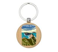 Lauthings Porte-clés parc national des îles anglo-normandes, porte-clés en bois, porte-clés, étiquette de sac personnalisée