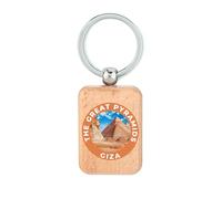 Lauthings Porte-clés souvenir de voyage en bois avec inscription « The Great Pyramids of Gizeh »
